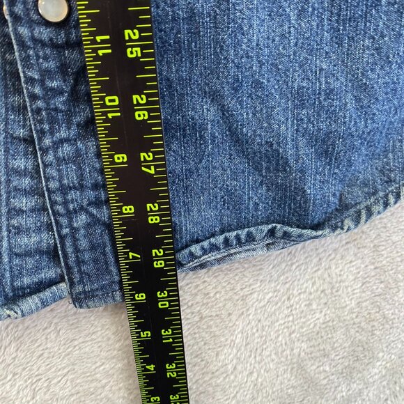 Vintage Carhartt Mens Denim Shirt Small Snap Pearl Blue Long Sleeve Western - Picture 7 of 16